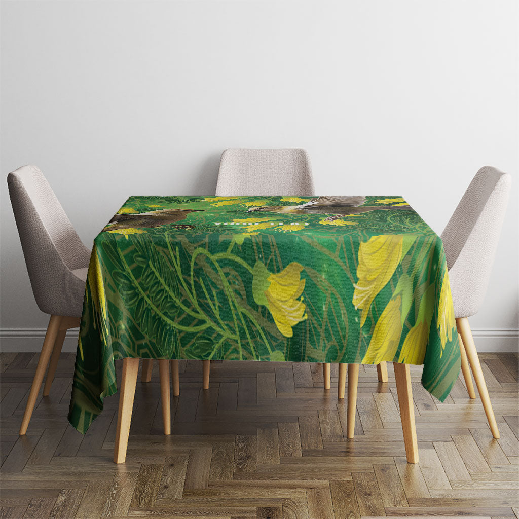 Bellbird New Zealand Personalised Tablecloth Kowhai Flower Maori Pattern LT22 - Polynesian Pride