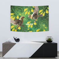 Bellbird New Zealand Personalised Tapestry Kowhai Flower Maori Pattern LT22 - Polynesian Pride
