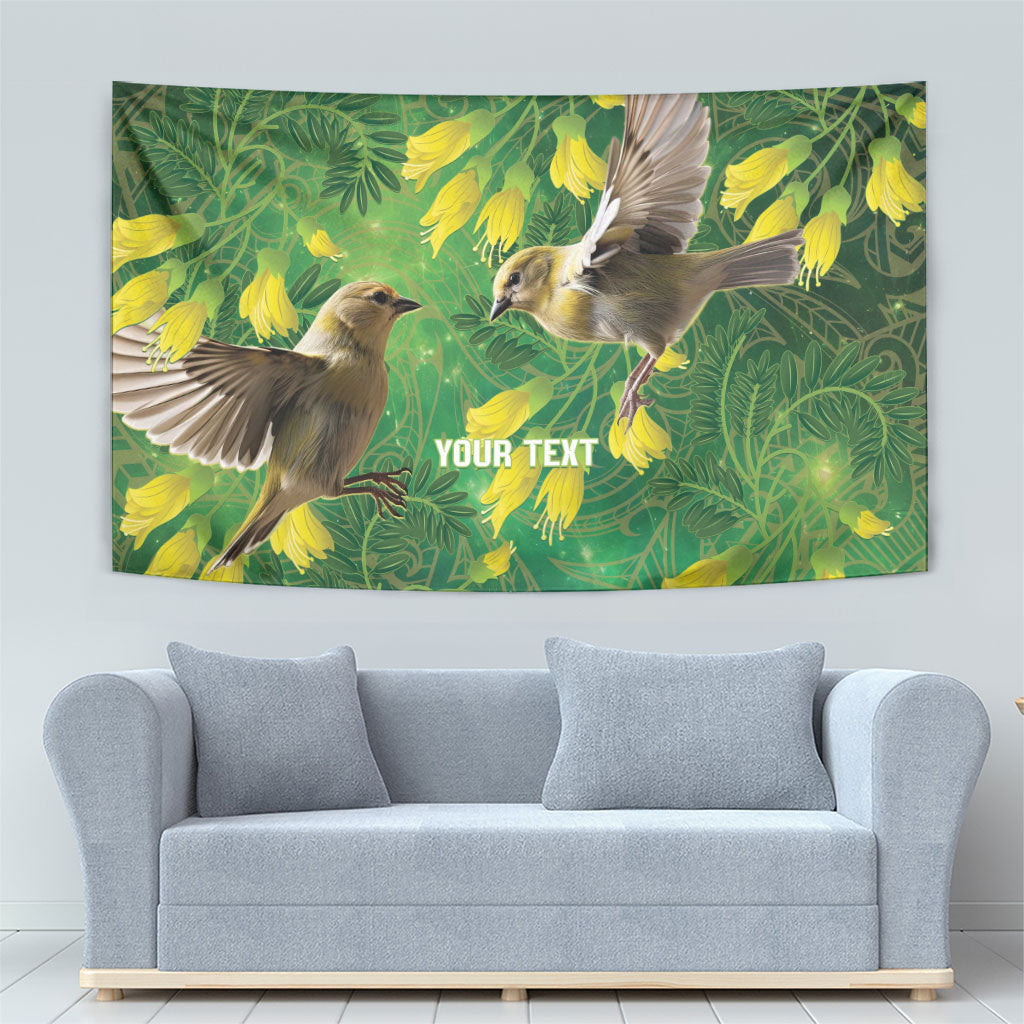 Bellbird New Zealand Personalised Tapestry Kowhai Flower Maori Pattern LT22 - Polynesian Pride
