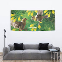 Bellbird New Zealand Personalised Tapestry Kowhai Flower Maori Pattern LT22 - Polynesian Pride