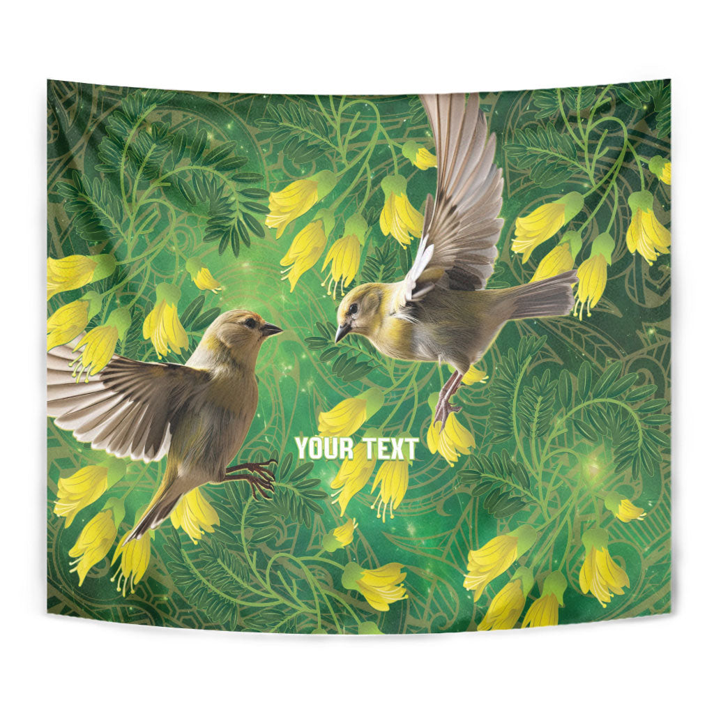 Bellbird New Zealand Personalised Tapestry Kowhai Flower Maori Pattern LT22 - Polynesian Pride