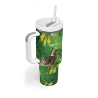 Bellbird New Zealand Personalised Tumbler With Handle Kowhai Flower Maori Pattern LT22 - Polynesian Pride