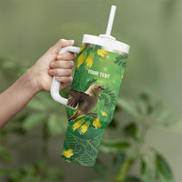 Bellbird New Zealand Personalised Tumbler With Handle Kowhai Flower Maori Pattern LT22 - Polynesian Pride