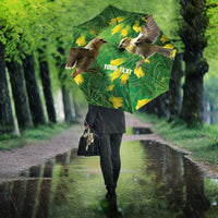 Bellbird New Zealand Personalised Umbrella Kowhai Flower Maori Pattern LT22 - Polynesian Pride
