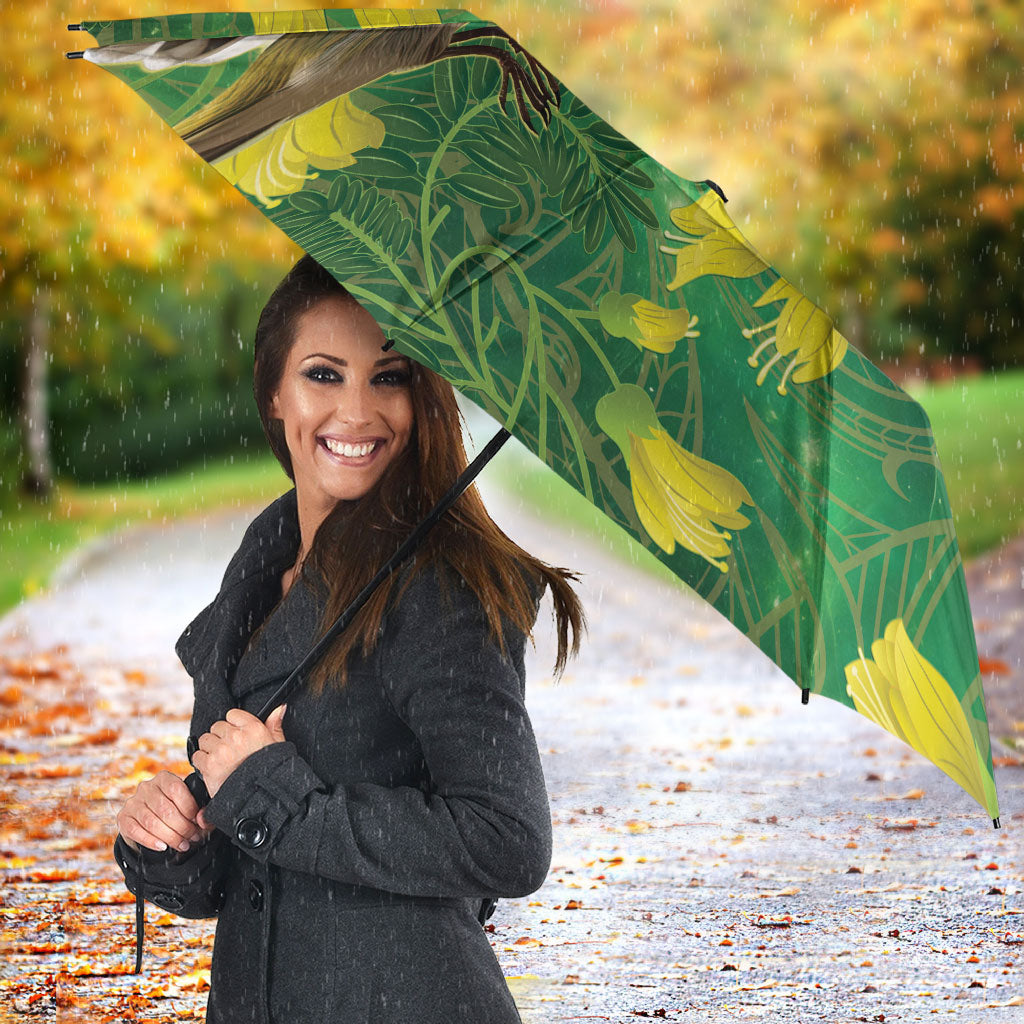 Bellbird New Zealand Personalised Umbrella Kowhai Flower Maori Pattern LT22 - Polynesian Pride