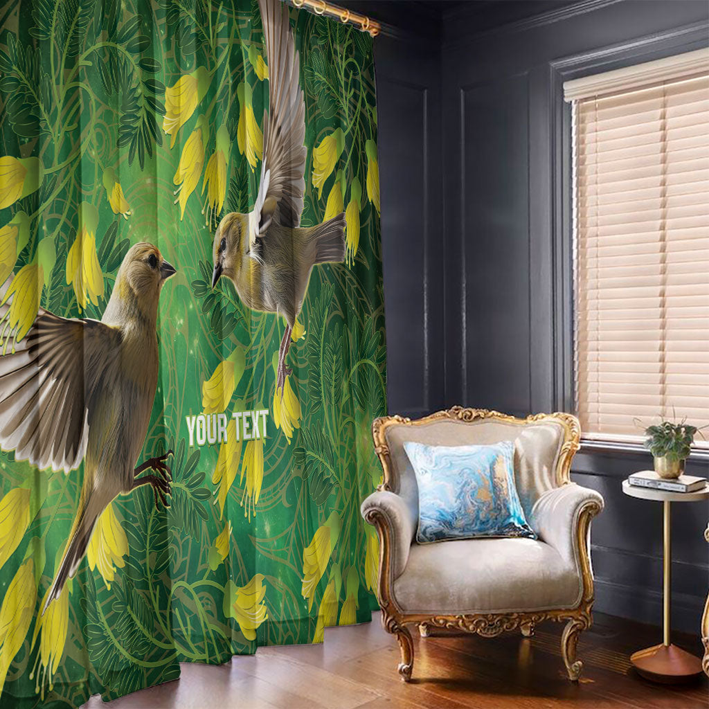 Bellbird New Zealand Personalised Window Curtain Kowhai Flower Maori Pattern LT22 - Polynesian Pride
