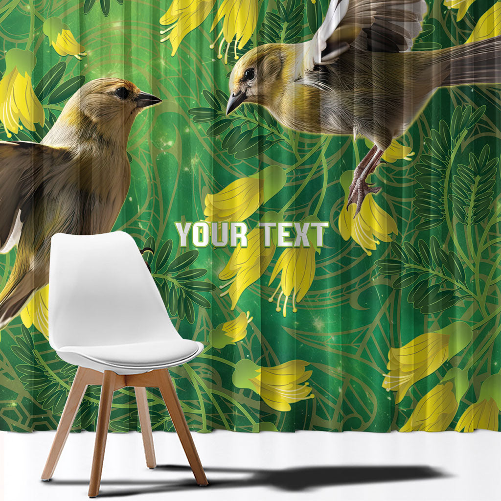 Bellbird New Zealand Personalised Window Curtain Kowhai Flower Maori Pattern LT22 - Polynesian Pride