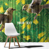 Bellbird New Zealand Personalised Window Curtain Kowhai Flower Maori Pattern LT22 - Polynesian Pride