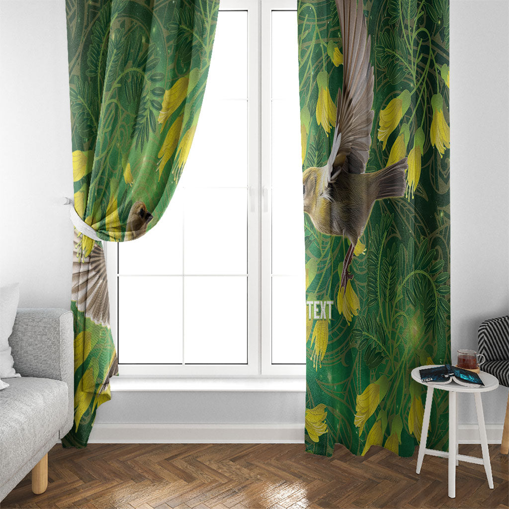 Bellbird New Zealand Personalised Window Curtain Kowhai Flower Maori Pattern LT22 - Polynesian Pride