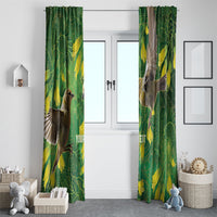 Bellbird New Zealand Personalised Window Curtain Kowhai Flower Maori Pattern LT22 - Polynesian Pride