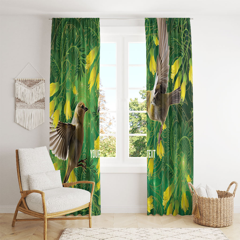 Bellbird New Zealand Personalised Window Curtain Kowhai Flower Maori Pattern LT22 - Polynesian Pride