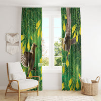Bellbird New Zealand Personalised Window Curtain Kowhai Flower Maori Pattern LT22 - Polynesian Pride
