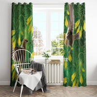 Bellbird New Zealand Personalised Window Curtain Kowhai Flower Maori Pattern LT22 - Polynesian Pride