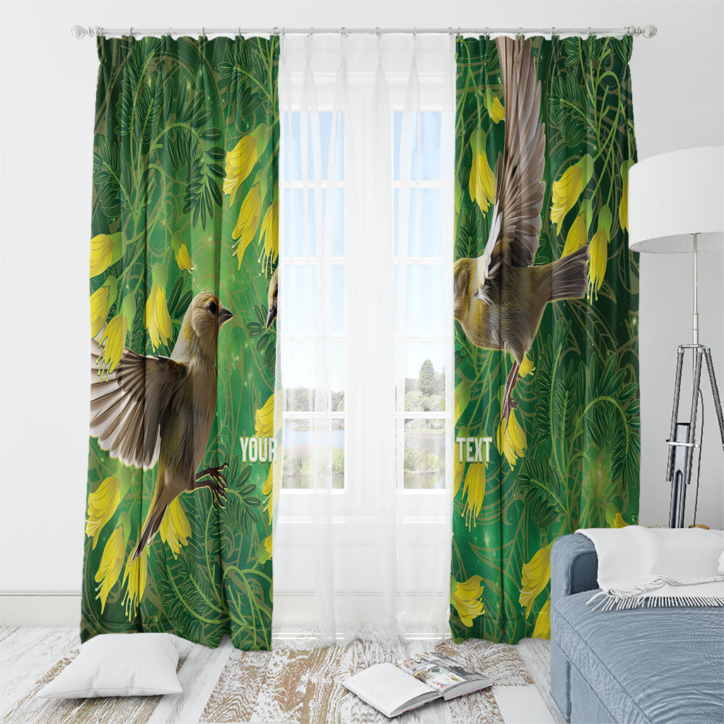 Bellbird New Zealand Personalised Window Curtain Kowhai Flower Maori Pattern LT22 - Polynesian Pride