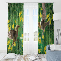 Bellbird New Zealand Personalised Window Curtain Kowhai Flower Maori Pattern LT22 - Polynesian Pride