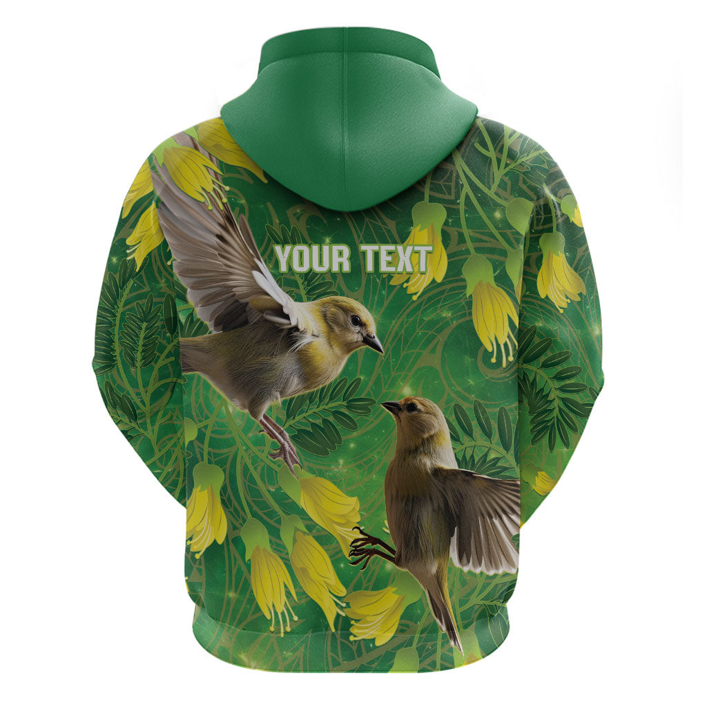 Bellbird New Zealand Personalised Zip Hoodie Kowhai Flower Maori Pattern LT22 - Polynesian Pride