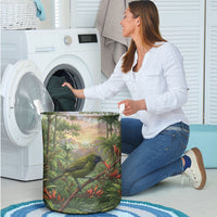 Bellbird New Zealand Personalised Laundry Basket Korimako Harakeke Flower Native Forest LT22 - Polynesian Pride