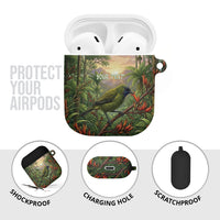 Bellbird New Zealand Personalised AirPods Case Korimako Harakeke Flower Native Forest LT22 - Polynesian Pride