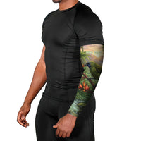 Bellbird New Zealand Personalised Arm Sleeves Korimako Harakeke Flower Native Forest LT22 - Polynesian Pride