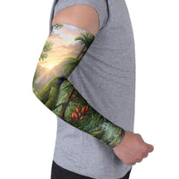 Bellbird New Zealand Personalised Arm Sleeves Korimako Harakeke Flower Native Forest LT22 - Polynesian Pride