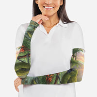 Bellbird New Zealand Personalised Arm Sleeves Korimako Harakeke Flower Native Forest LT22 - Polynesian Pride