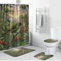 Bellbird New Zealand Personalised Bathroom Set Korimako Harakeke Flower Native Forest LT22 Bathroom Set (4 pcs) Green - Polynesian Pride