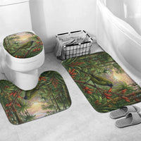 Bellbird New Zealand Personalised Bathroom Set Korimako Harakeke Flower Native Forest LT22 Mat Set Only (3 pcs) One Size Green - Polynesian Pride