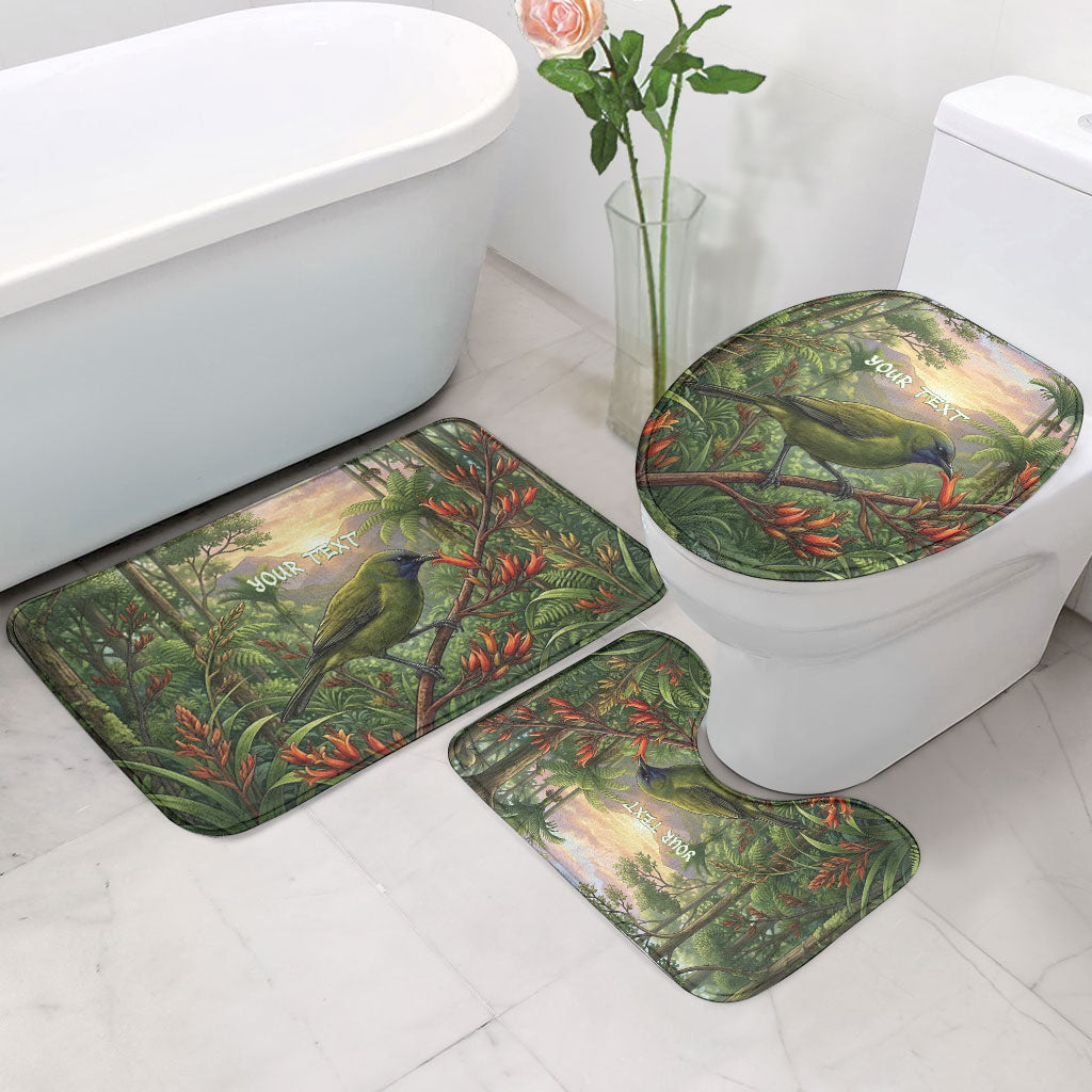 Bellbird New Zealand Personalised Bathroom Set Korimako Harakeke Flower Native Forest LT22 - Polynesian Pride