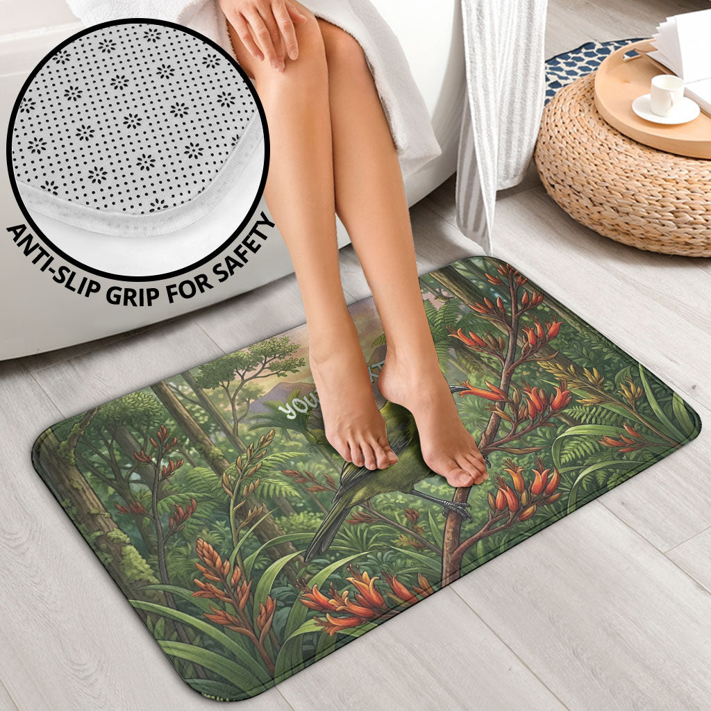 Bellbird New Zealand Personalised Bathroom Set Korimako Harakeke Flower Native Forest LT22 - Polynesian Pride