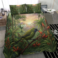 Bellbird New Zealand Personalised Bedding Set Korimako Harakeke Flower Native Forest
