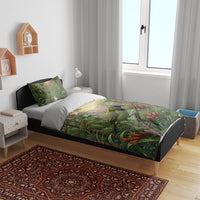 Bellbird New Zealand Personalised Bedding Set Korimako Harakeke Flower Native Forest