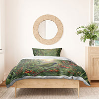 Bellbird New Zealand Personalised Bedding Set Korimako Harakeke Flower Native Forest