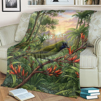 Bellbird New Zealand Personalised Blanket Korimako Harakeke Flower Native Forest LT22 - Polynesian Pride