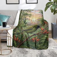 Bellbird New Zealand Personalised Blanket Korimako Harakeke Flower Native Forest LT22 - Polynesian Pride