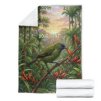 Bellbird New Zealand Personalised Blanket Korimako Harakeke Flower Native Forest LT22 - Polynesian Pride