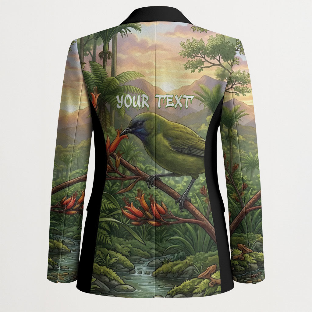 Bellbird New Zealand Personalised Blazer Korimako Harakeke Flower Native Forest LT22 - Polynesian Pride