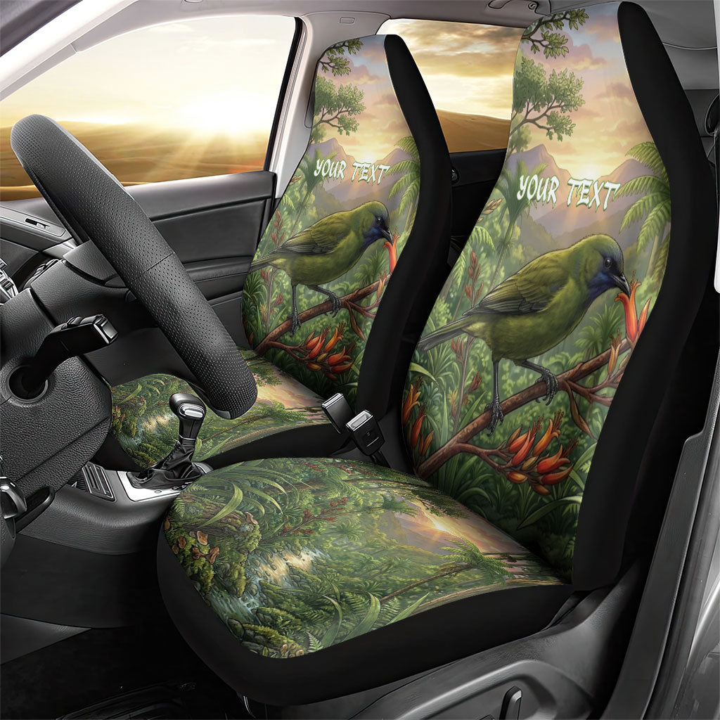 Bellbird New Zealand Personalised Car Seat Cover Korimako Harakeke Flower Native Forest LT22 - Polynesian Pride