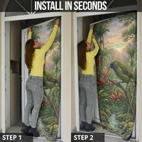 Bellbird New Zealand Personalised Door Cover Korimako Harakeke Flower Native Forest LT22 - Polynesian Pride