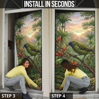 Bellbird New Zealand Personalised Door Cover Korimako Harakeke Flower Native Forest LT22 - Polynesian Pride
