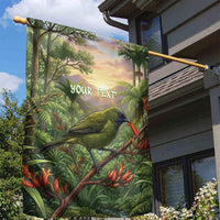 Bellbird New Zealand Personalised Garden Flag Korimako Harakeke Flower Native Forest LT22 - Polynesian Pride