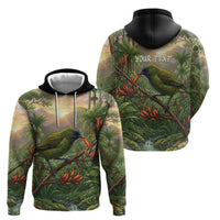 Bellbird New Zealand Personalised Hoodie Korimako Harakeke Flower Native Forest LT22 - Polynesian Pride
