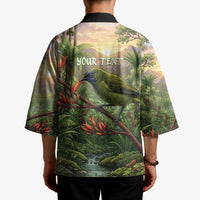 Bellbird New Zealand Personalised Kimono Korimako Harakeke Flower Native Forest LT22 - Polynesian Pride