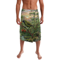 Bellbird New Zealand Personalised Lavalava Korimako Harakeke Flower Native Forest LT22 Green - Polynesian Pride