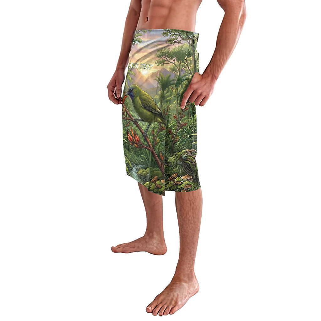 Bellbird New Zealand Personalised Lavalava Korimako Harakeke Flower Native Forest LT22 - Polynesian Pride