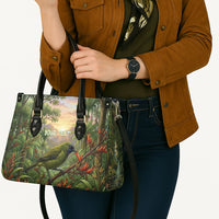 Bellbird New Zealand Personalised Leather Bag Korimako Harakeke Flower Native Forest LT22 - Polynesian Pride