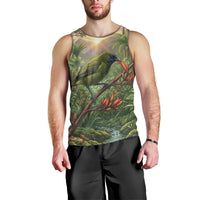 Bellbird New Zealand Personalised Men Tank Top Korimako Harakeke Flower Native Forest LT22 - Polynesian Pride