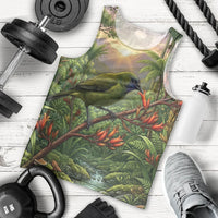 Bellbird New Zealand Personalised Men Tank Top Korimako Harakeke Flower Native Forest LT22 - Polynesian Pride