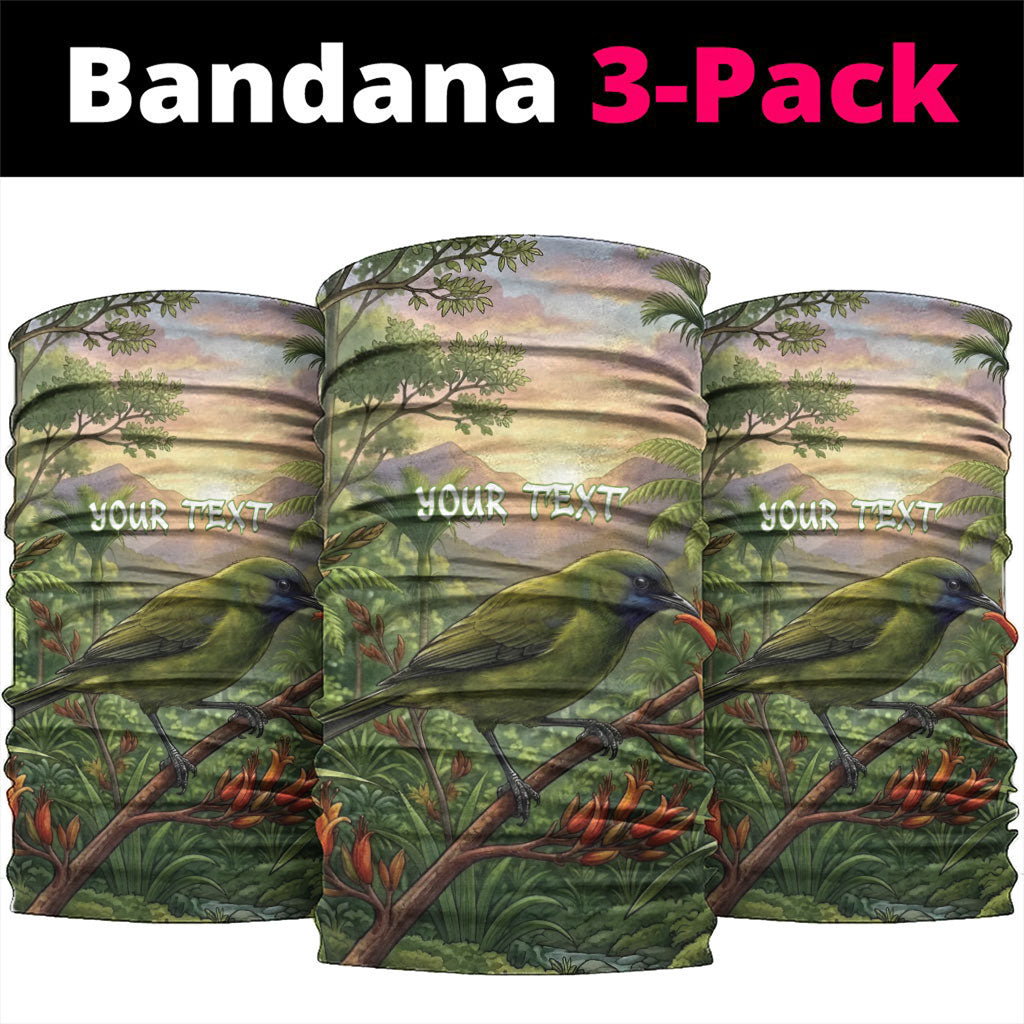 Bellbird New Zealand Personalised Neck Gaiter Korimako Harakeke Flower Native Forest LT22 package One Size: 25*50cm Green - Polynesian Pride