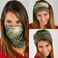 Bellbird New Zealand Personalised Neck Gaiter Korimako Harakeke Flower Native Forest LT22 - Polynesian Pride