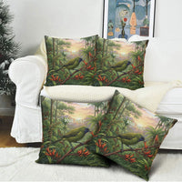Bellbird New Zealand Personalised Pillow Cover Korimako Harakeke Flower Native Forest LT22 - Polynesian Pride